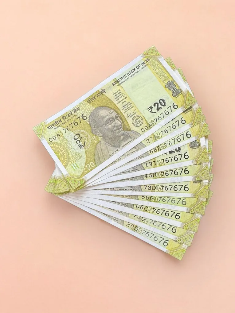 Rs 20 India Banknote Triple Number 10 Note Set Number 767676 Gem Unc Very Unique and Rare