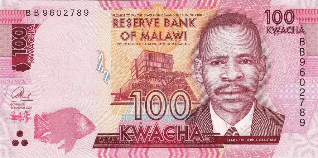 100 Kwacha of Malawi Country (AD 2014-2020) with College of Medicine in Blantyre