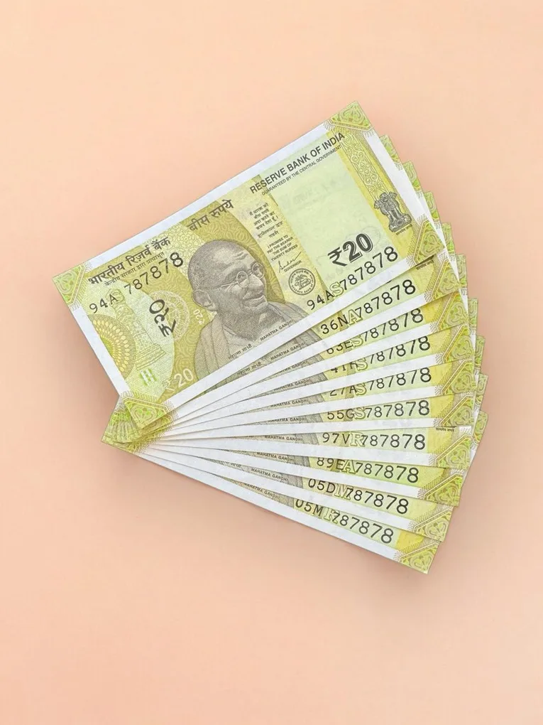 Rs 20 India Banknote Triple Number 10 Note Set Number 787878 Gem Unc Very Unique and Rare