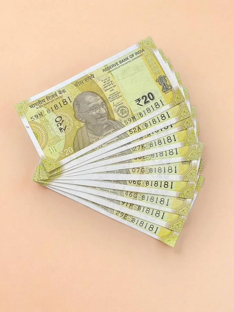 Rs 20 India Banknote Tripling Number 10 Note Set Number 818181 Gem Unc Very Unique and Rare