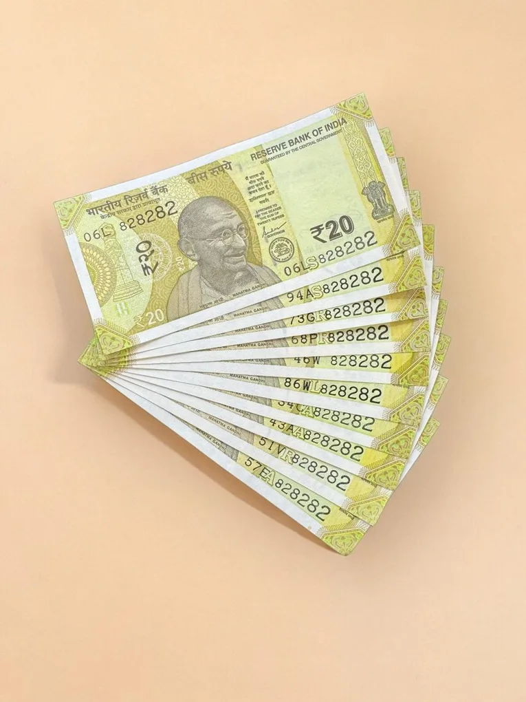 Rs 20 India Banknote Triple Number 10 Note Set Number 828282 Gem Unc Very Unique and Rare