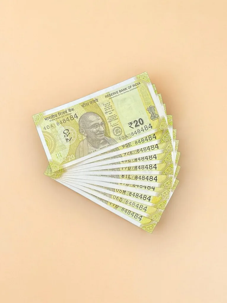 Rs 20 India Banknote Triple Number 10 Note Set Number 848484 Gem Unc Very Unique and Rare