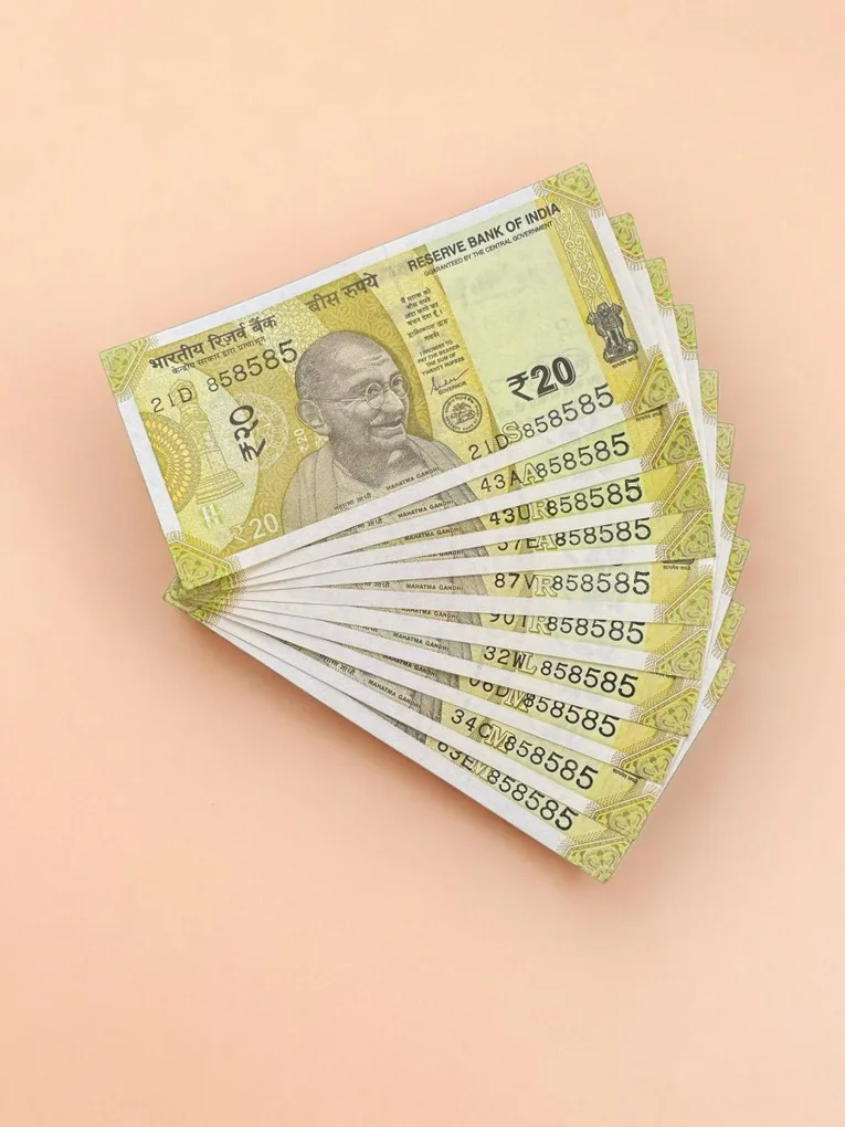 Rs 20 India Banknote Triple Number 10 Note Set Number 858585 Gem Unc Very Unique and Rare