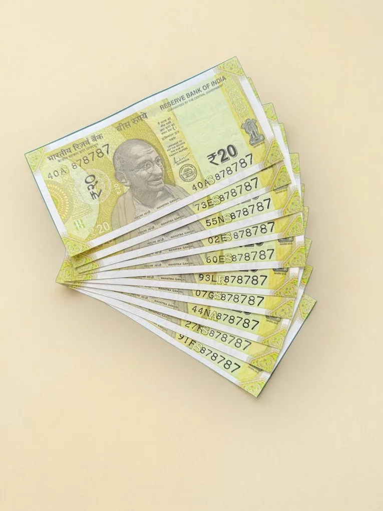 Rs 20 India Banknote Triple Number 10 Note Set Number 878787 Gem Unc Very Unique and Rare