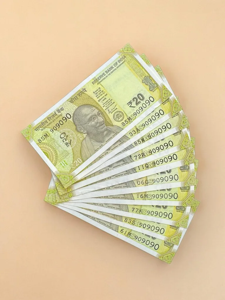 Rs 20 India Banknote Triple Number 10 Note Set Number 909090 Gem Unc Very Unique and Rare