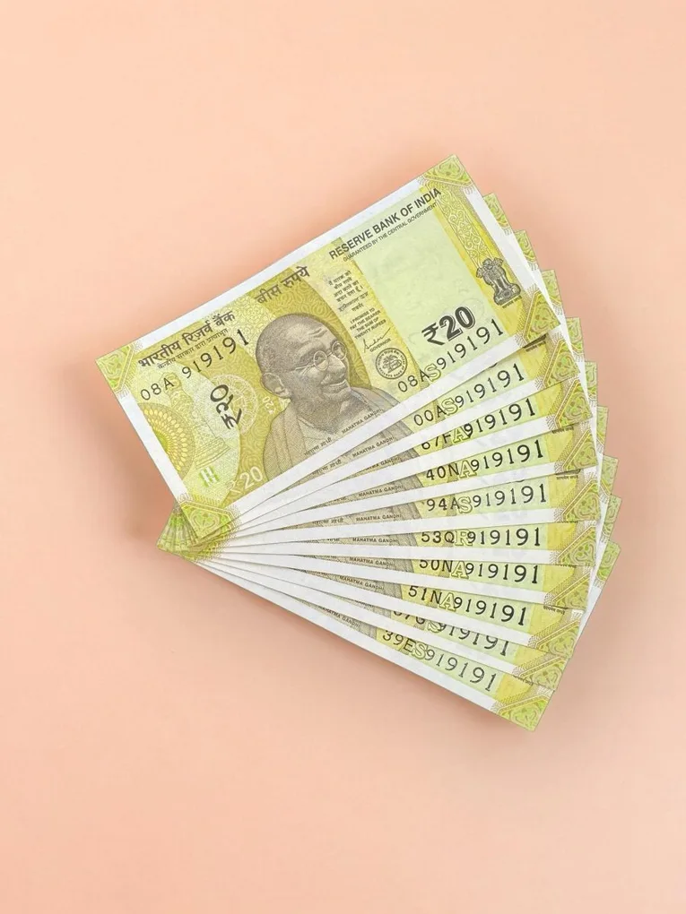 Rs 20 India Banknote Triple Number 10 Note Set Number 919191 Gem Unc Very Unique and Rare