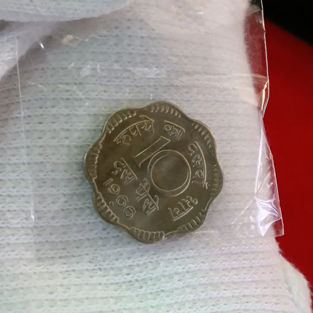 Ten Paise Copper Nickel Rare Coin 1966 Hyderabad Mint Gem Bunc Condition