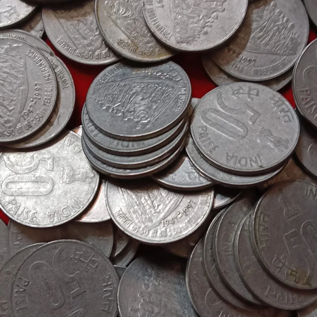 50 Paise Scare Coins Dandi Yatra 50 Th year of Independence 1947-1997 Year 155 Pcs Given