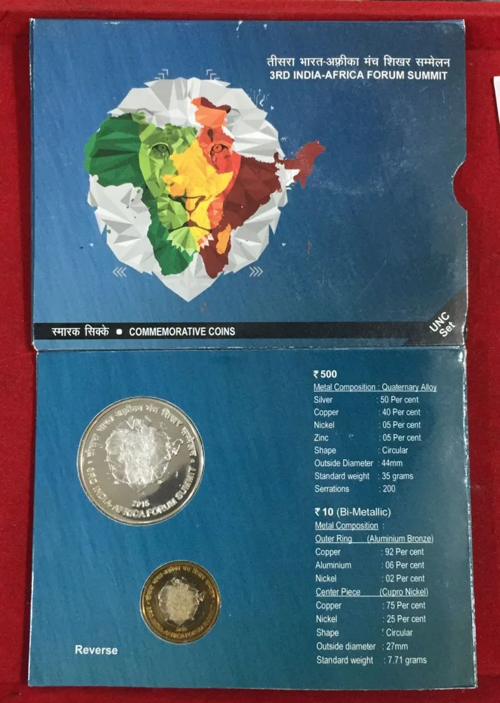 3rd India- Africa forum Summit ( Unc 2 Coins set) kolkatta mint