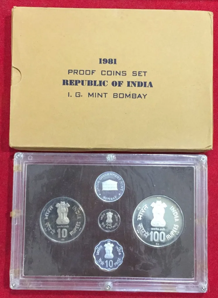 1981 World Food Day (4 Coins Proof Set) Coin Bombay Mint Ishu Set With card and Box