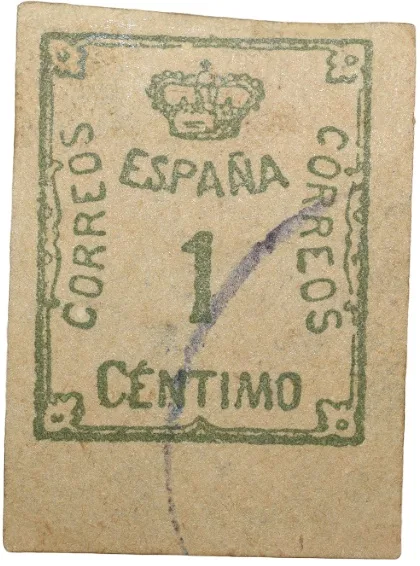 Old Postal Stamp of Spain 10 Centimo White-Green Colour - Used Condition as per Image.