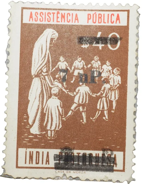 Postal Stamp of India Portugues - Assistencia Publica Cancelled and Over Printed Brown 7 New Paise by GOI, Mint Un-Used as per Image.