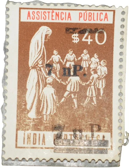 Postal Stamp of India Portugues - Assistencia Publica Cancelled and Over Printed Brown 7 New Paise by GOI, Mint Un-Used as per Image.