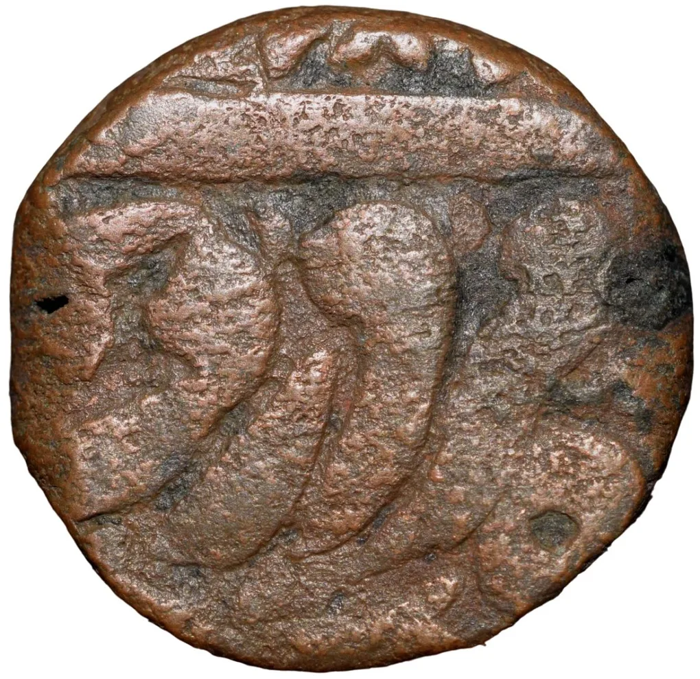 Copper Dam of Akbar(AD1556-1605) of Burhanpur Mint Ilahi Month Farwardin KM32.7 Scarce