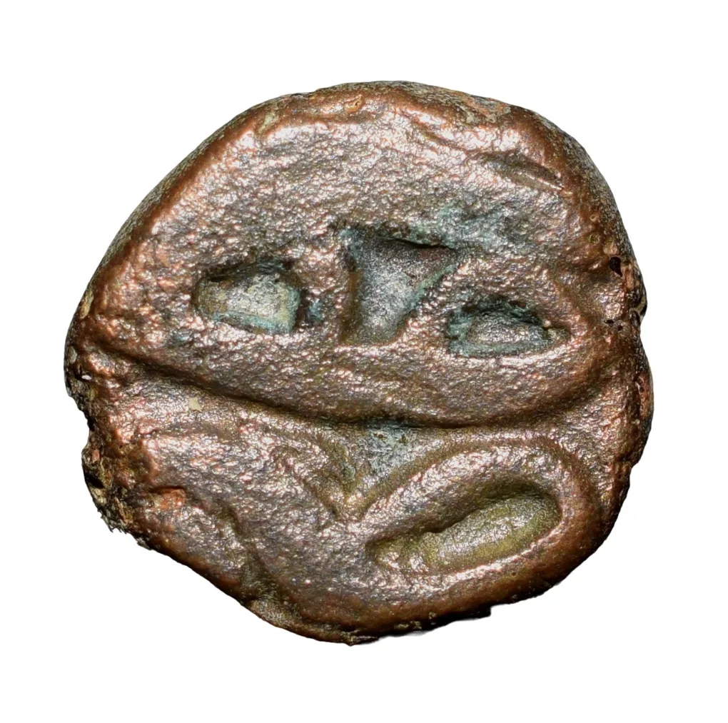 Copper 1/8 Dam(Damri) of Akbar(AD 1556-1605) Harat Dehli Mint Dated AH978 KM10 Ext. Rare