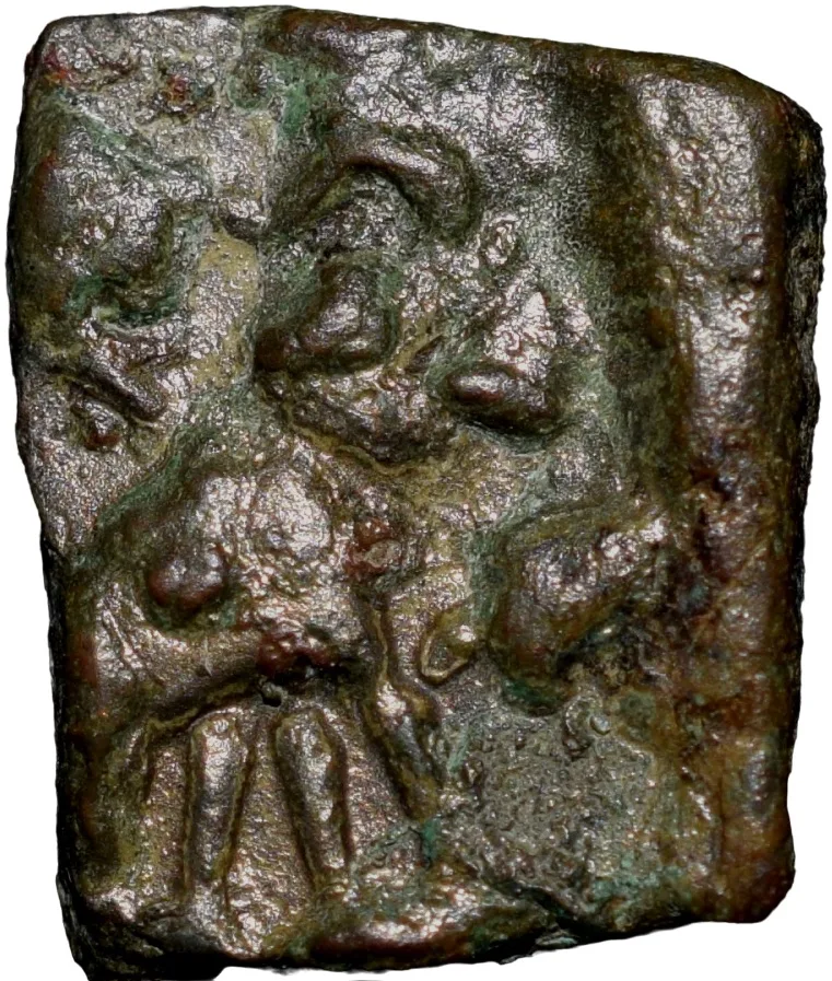 Copper Coin of Pre-Satavahana (2nd Cen. BC) from Vidarbha(Akola) with Elephant facing to Right/Armed Wheel