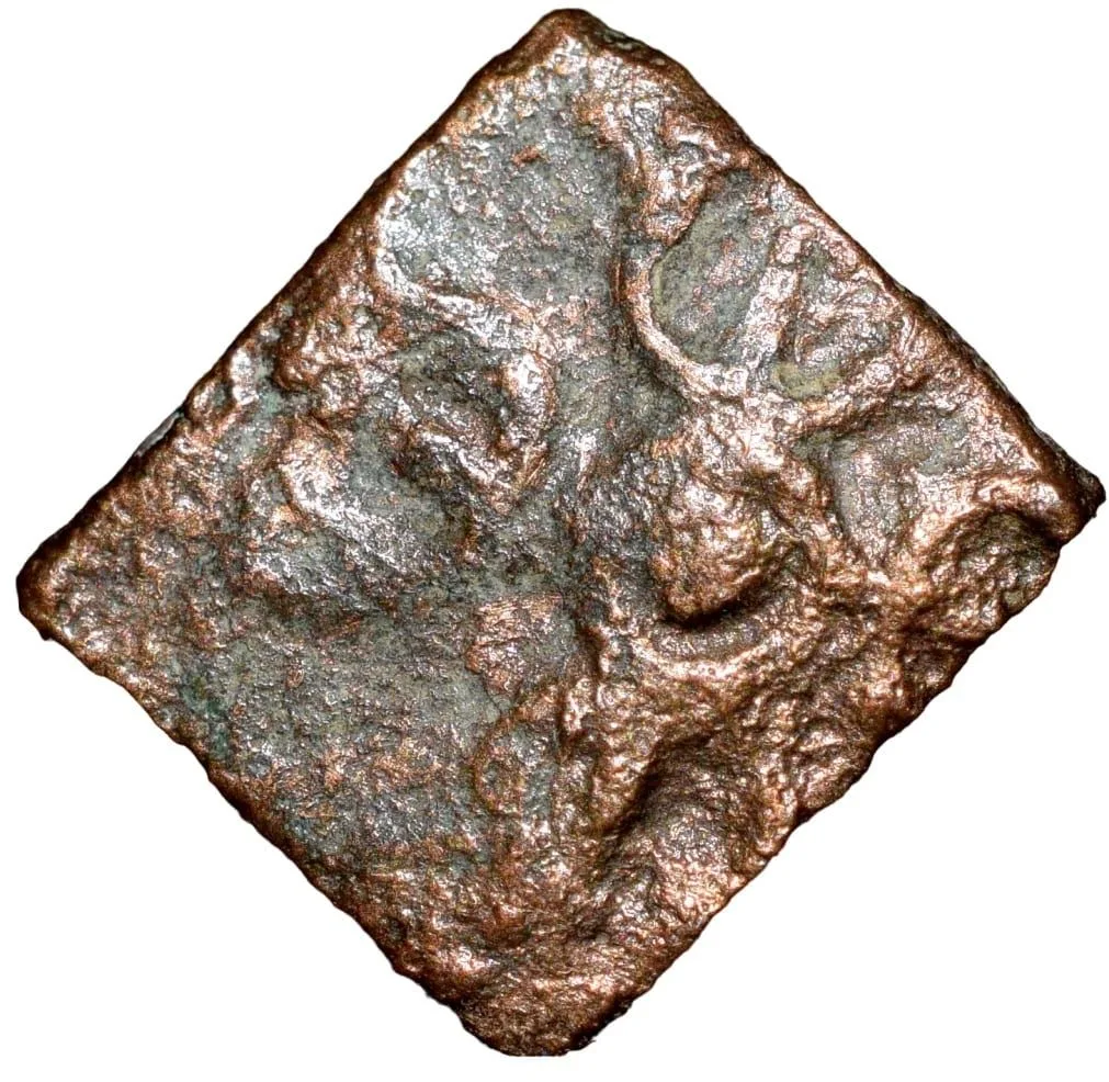 Copper Coin of Pre-Satavahana (2nd Cen. BC) from Vidarbha(Bhon) with Tree/Nandywarta