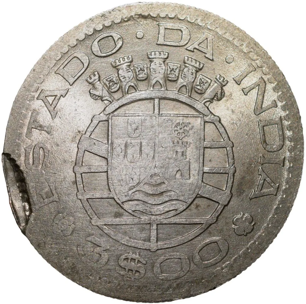 Copper-Nickel 3 Escudos of Portuguesa India (AD 1958) Scarce KM34
