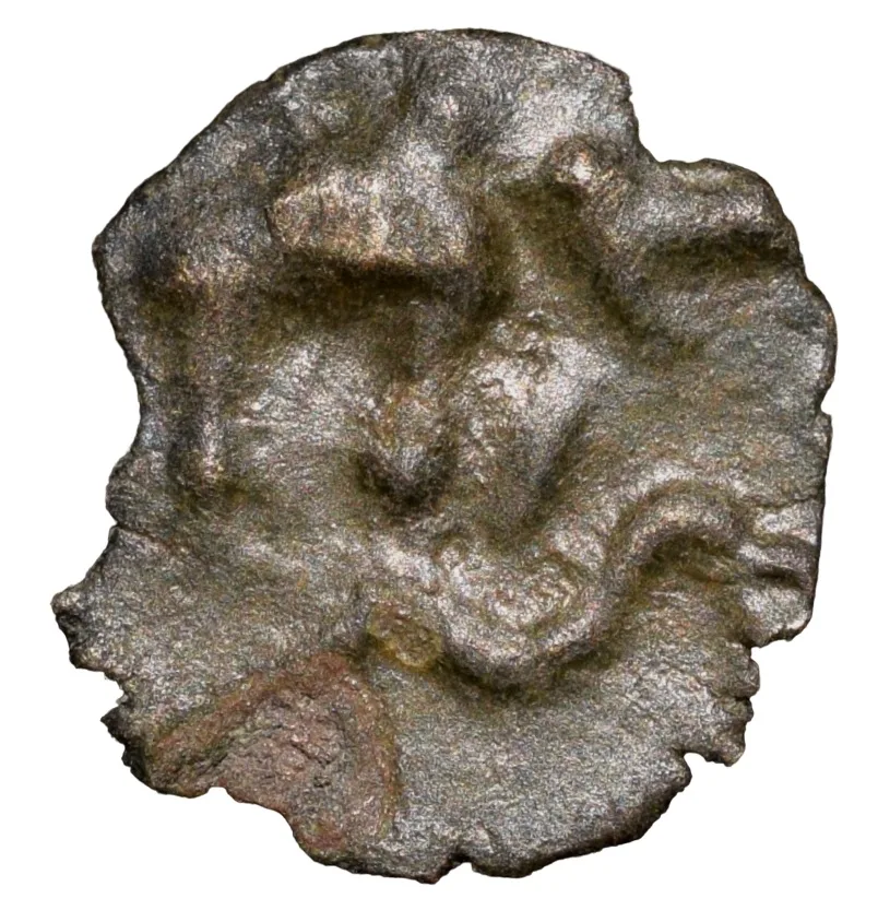 Potin Fractional Coin of Satavahan Dynasty (1st Cen. BC) from Nashik Region Elephant above River