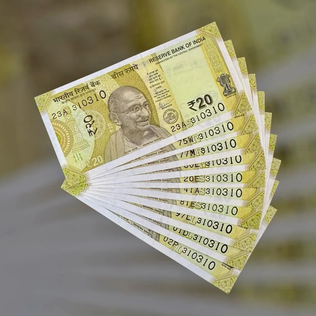 Rs 20 India Banknote Double Repeater Semi Solid Set 310310 Gem Unc Unique and Rare