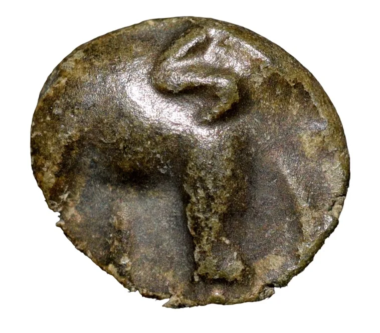 Copper Coin of Satavahan Dynasty (1st Cen. BC) from Marathwada Region Elephant/Ujjaini Beautiful Grade