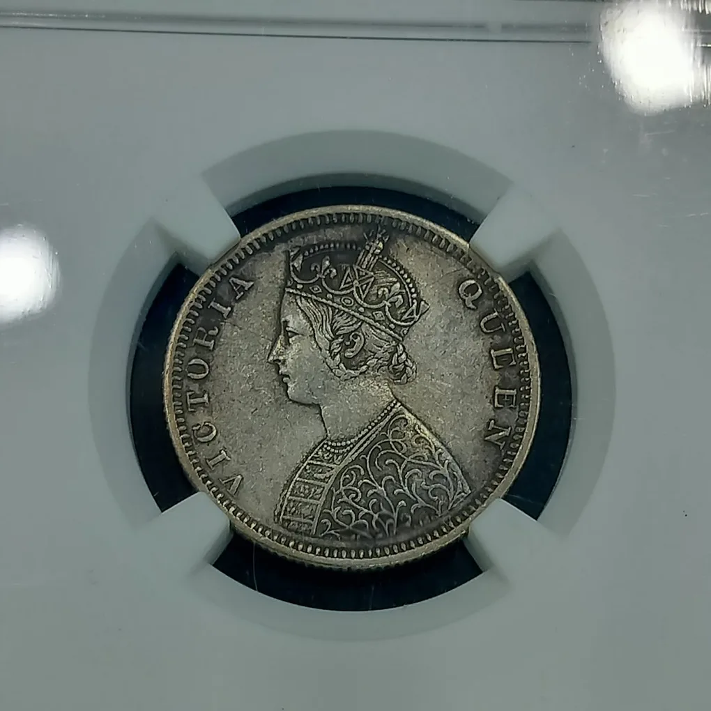 1/2 Rupee 1874 Victoria Queen NGC Graded