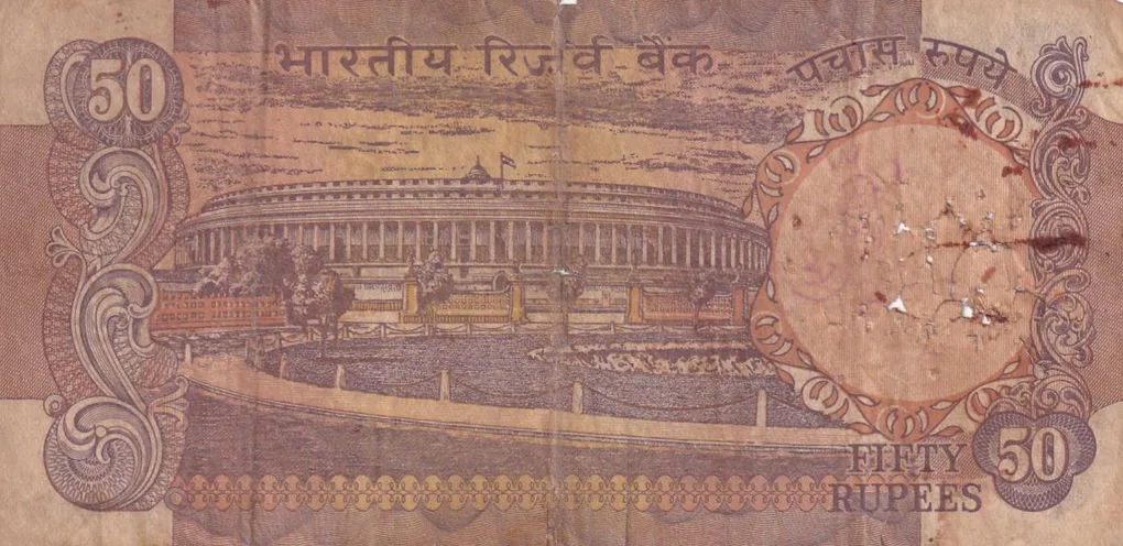 Fancy Number Ending 786 Old Issue Parliament R.N. Malhotra 50 Ruppes Rare Note