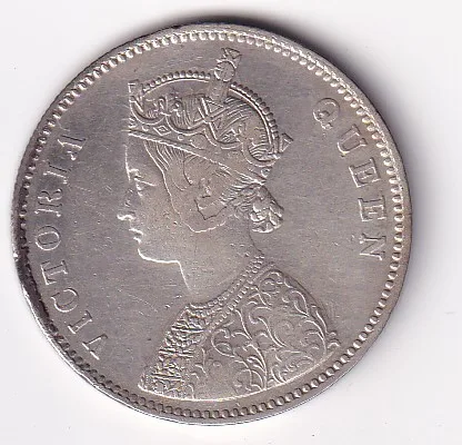 1862 British India Victoria Silver One Rupees ( 6 DOT) High Detailing Rare Coin #2424