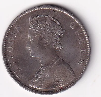1862 British India Victoria Silver One Rupees ( 4 DOT) High Detailing Rare Coin #2626