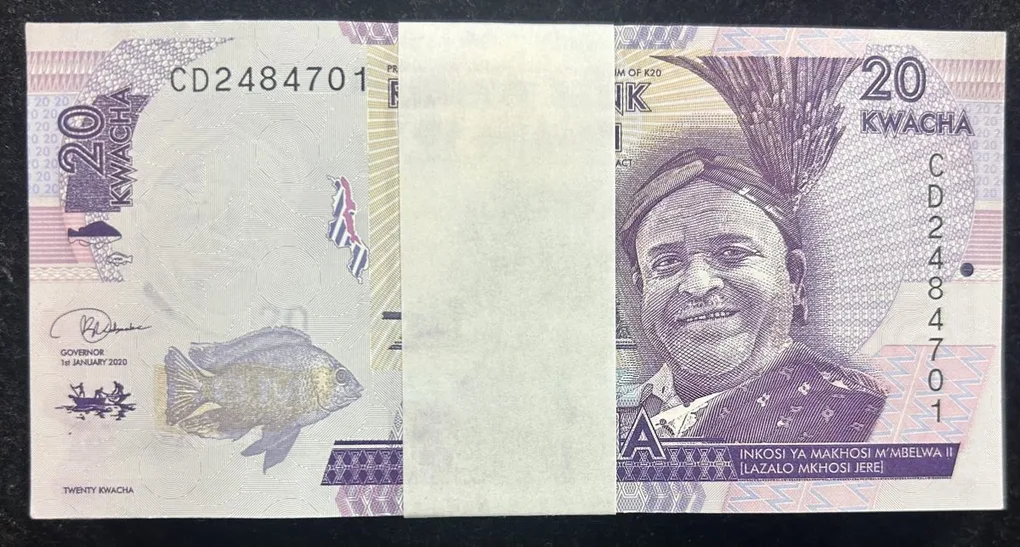 Malawi 20 kwacha serial packet 100 note with fancy number ending 786