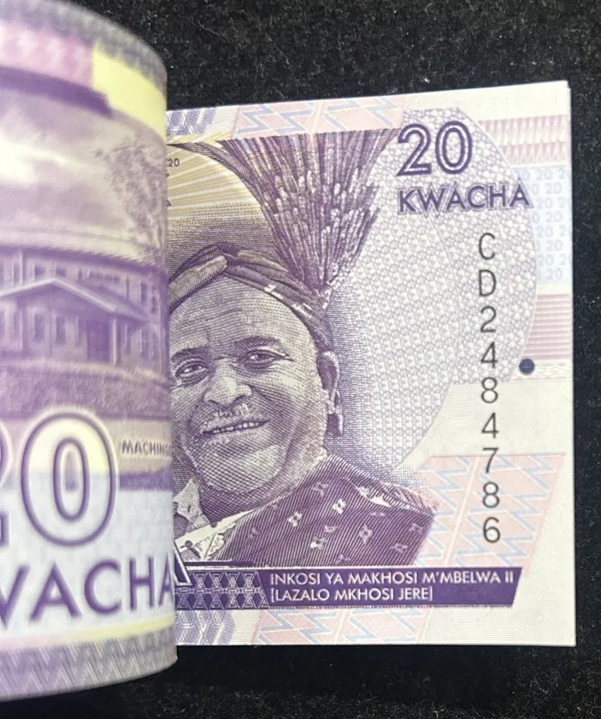 Malawi 20 kwacha serial packet 100 note with fancy number ending 786