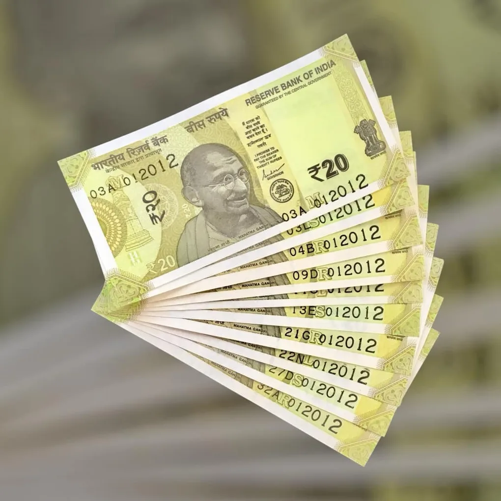 Rs 20 India Bank Note Semi Fancy 10 Note Same Number Sets 012012 Unique and Rare