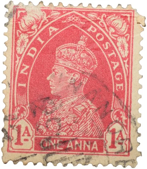 Postal Stamp of George VI Red Colour 1 Anna - Used Condition as per Image.