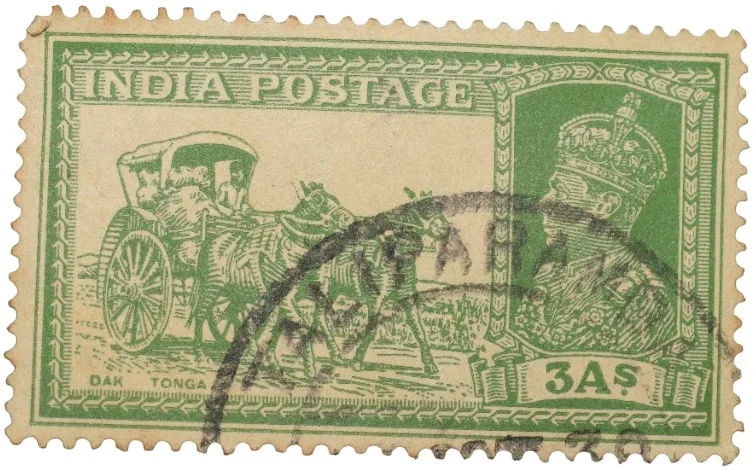 Postal Stamp of George VI Green Colour 2 Annas 'DAK Tonga' Issue Used Condition as per Image.