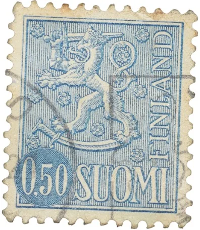 Postal Stamp of Finland Country - .50 Suomi Blue Colour -Used Condition as per Image
