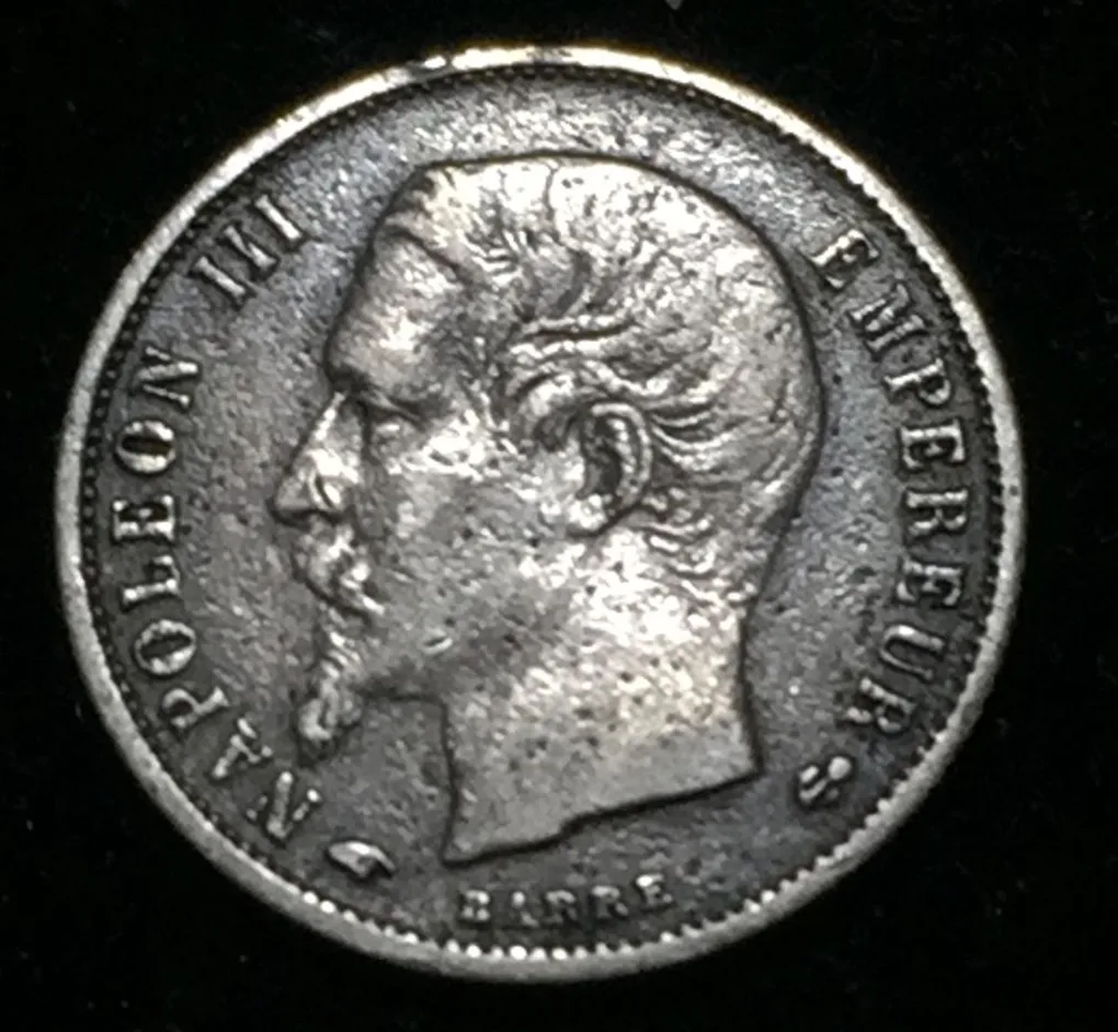 France 50 Centimes 1859 - Napoleon III rare Silver coin # M-114