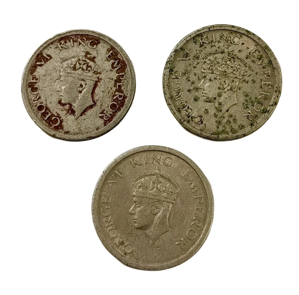 One Rupee Cu/Ni Big Dabbu Issue Year 1947 Bombay Mint Lot 3 Coins Collectable Grades.