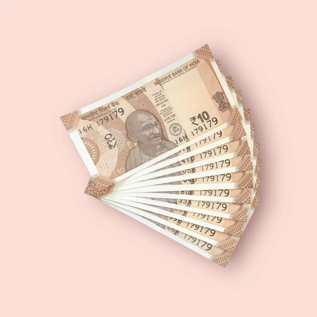 Rs 10/- India Bank Note Semi Fancy 10 Note Same Number Set 179179 Unique and Rare