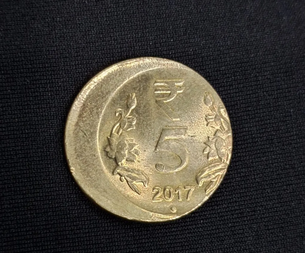 Rare 5 Rupee Coin Off Center Error 2017 BUNC Condition