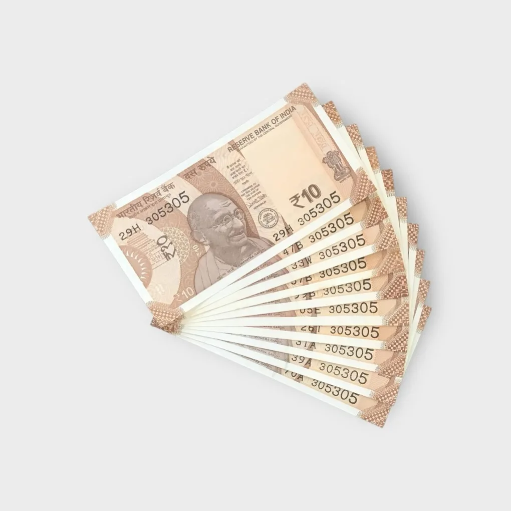 Rs 10 India Banknote Double Repeater Semi Solid Set 305305 Gem Unc Unique and Rare