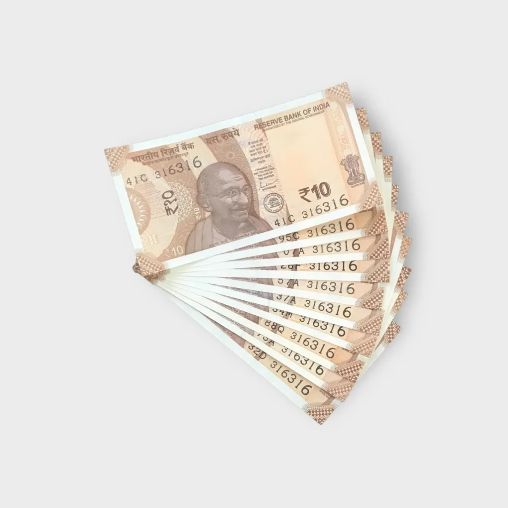Rs 10 India Banknote Double Repeater Semi Solid Set 316316 Gem Unc Unique and Rare
