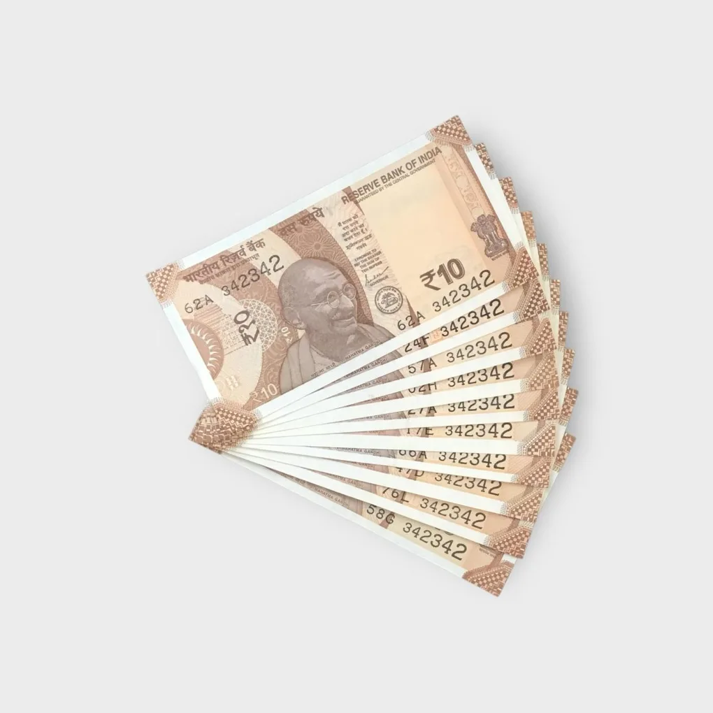 Rs 10 India Banknote Double Repeater Semi Solid Set 342342 Gem Unc Unique and Rare