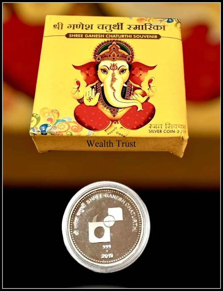 40Gm Ganesh Chaturthi Pure Silver Limited Issue 2019 Strike Issued By India Government Mint Mumbai