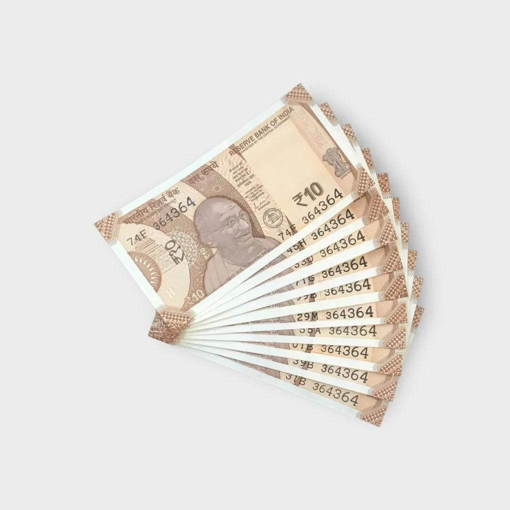 Rs 10 India Banknote Double Repeater Semi Solid Set 364364 Gem Unc Unique and Rare