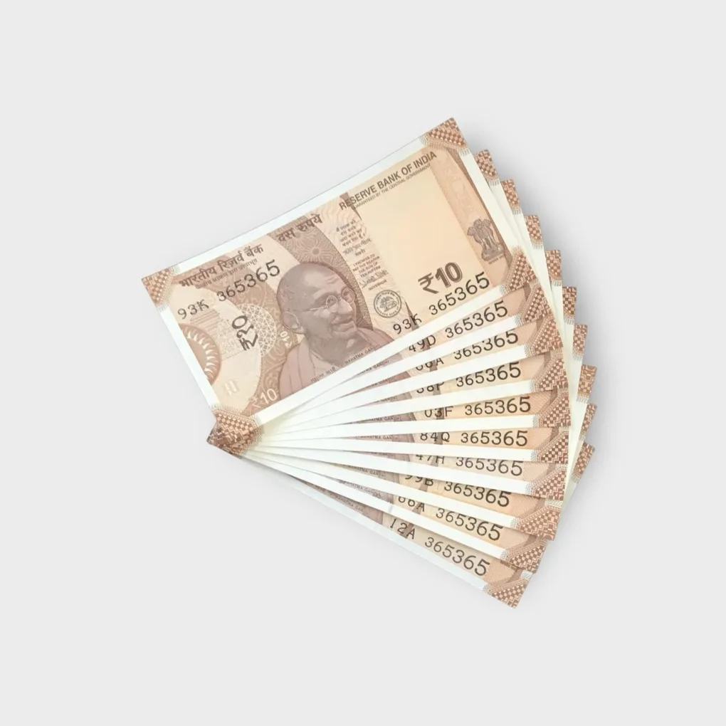 Rs 10 India Banknote Double Repeater Semi Solid Set 365365 Gem Unc Unique and Rare