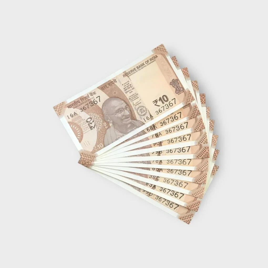 Rs 10 India Banknote Double Repeater Semi Solid Set 367367 Gem Unc Unique and Rare