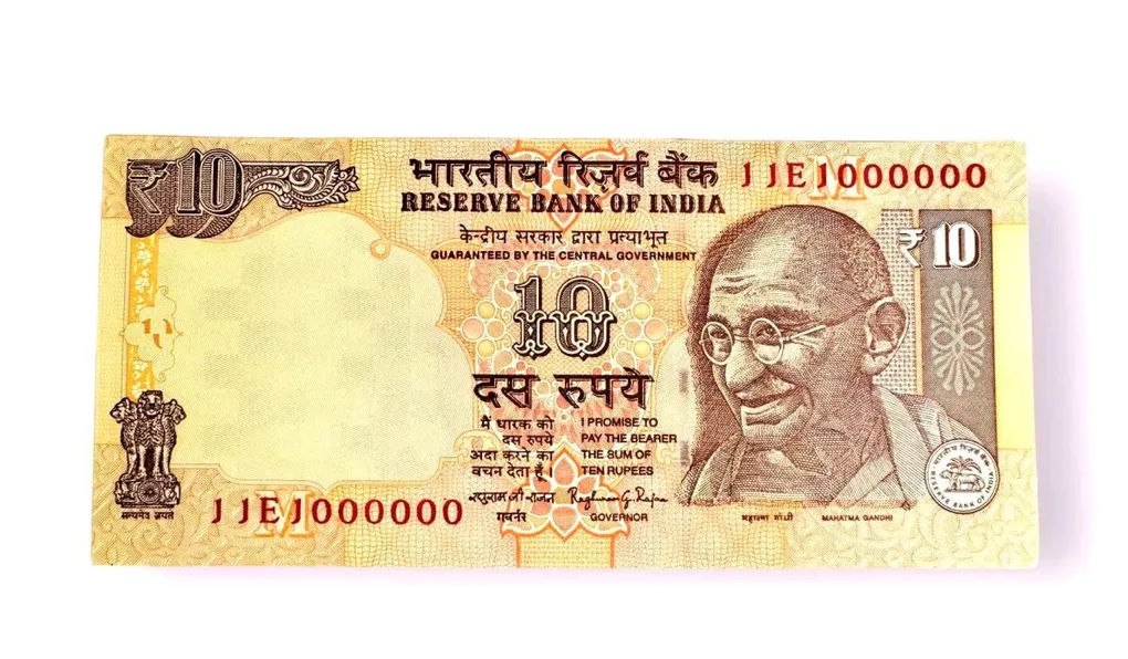 Rs 10 India Banknote Small Font Issue Solid Number 11E 1000000 Rare Issue Raghuram Rajan UNC Unique and Rare
