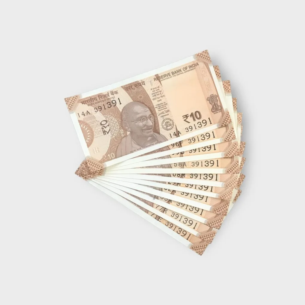 Rs 10 India Banknote Double Repeater Semi Solid Set 391391 Gem Unc Unique and Rare
