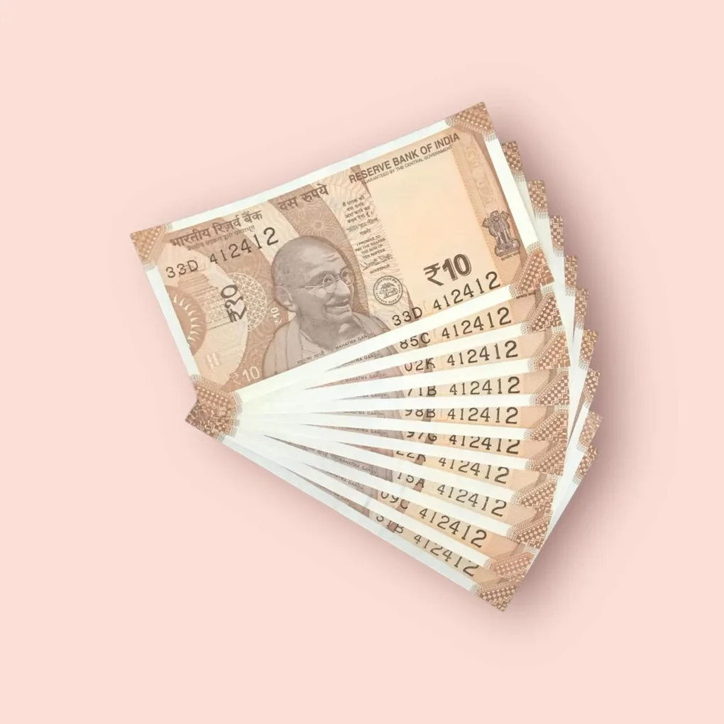 Rs 10 India Banknote Double Repeater Semi Solid Set 412412 Gem Unc Unique and Rare