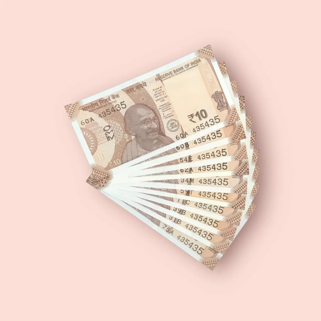 Rs 10 India Banknote Double Repeater Semi Solid Set 435435 Gem Unc Unique and Rare